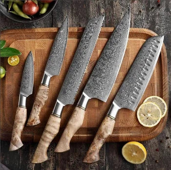 5 Pieces Handmade Damascus Kitchen hotsell Knife Chef's Personalized Chef Knife ,Knife Set With Forging Mark Blades And Leather Roll, Kitchen Knives