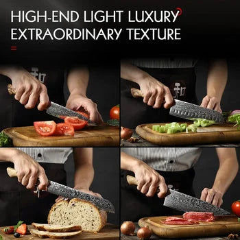 The Orchid Forged High Quality Damascus 5 Pieces Kitchen Knife Set