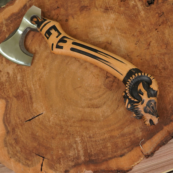 Wood Ram Handle Carbon Steel Blade Of Viking Axe | Scorpion Mart