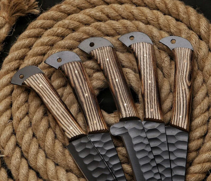 Hand Forged Damascus Steel Chef Set Of 5 Knives