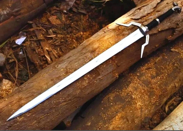 Custom Handmade witcher Sword with custom black scabbard and belt