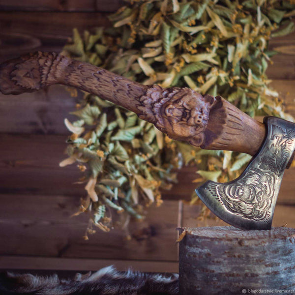 Handmade Norse Bear Viking Axe | Viking Hatchet | Scorpion Mart